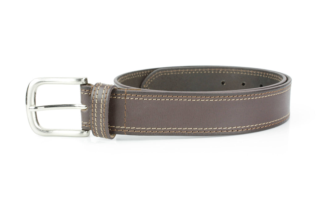 Men’s Classic Leather Belt with Top Stitch ABB 21 2521: Black