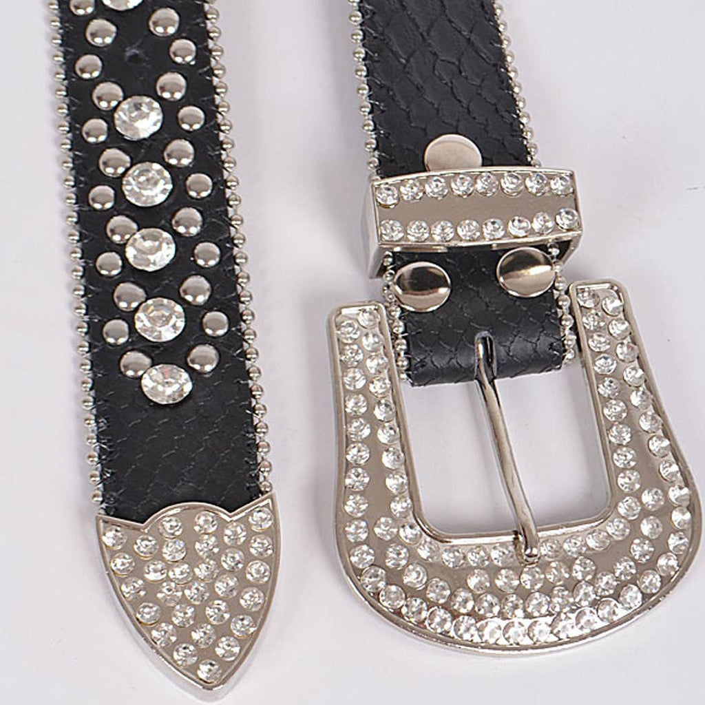 Studded Rhinestone Belt: Black