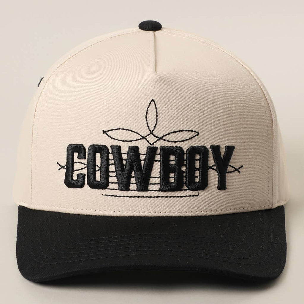 COWBOY 3D Embroidered Two-Tone Trucker Hat: BROWN/BROWN / ONE SIZE