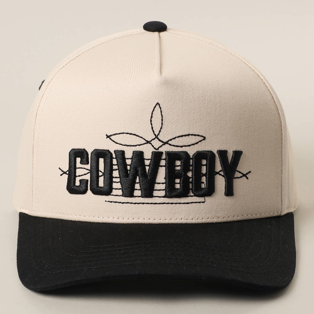 COWBOY 3D Embroidered Two-Tone Trucker Hat: BROWN/BROWN / ONE SIZE