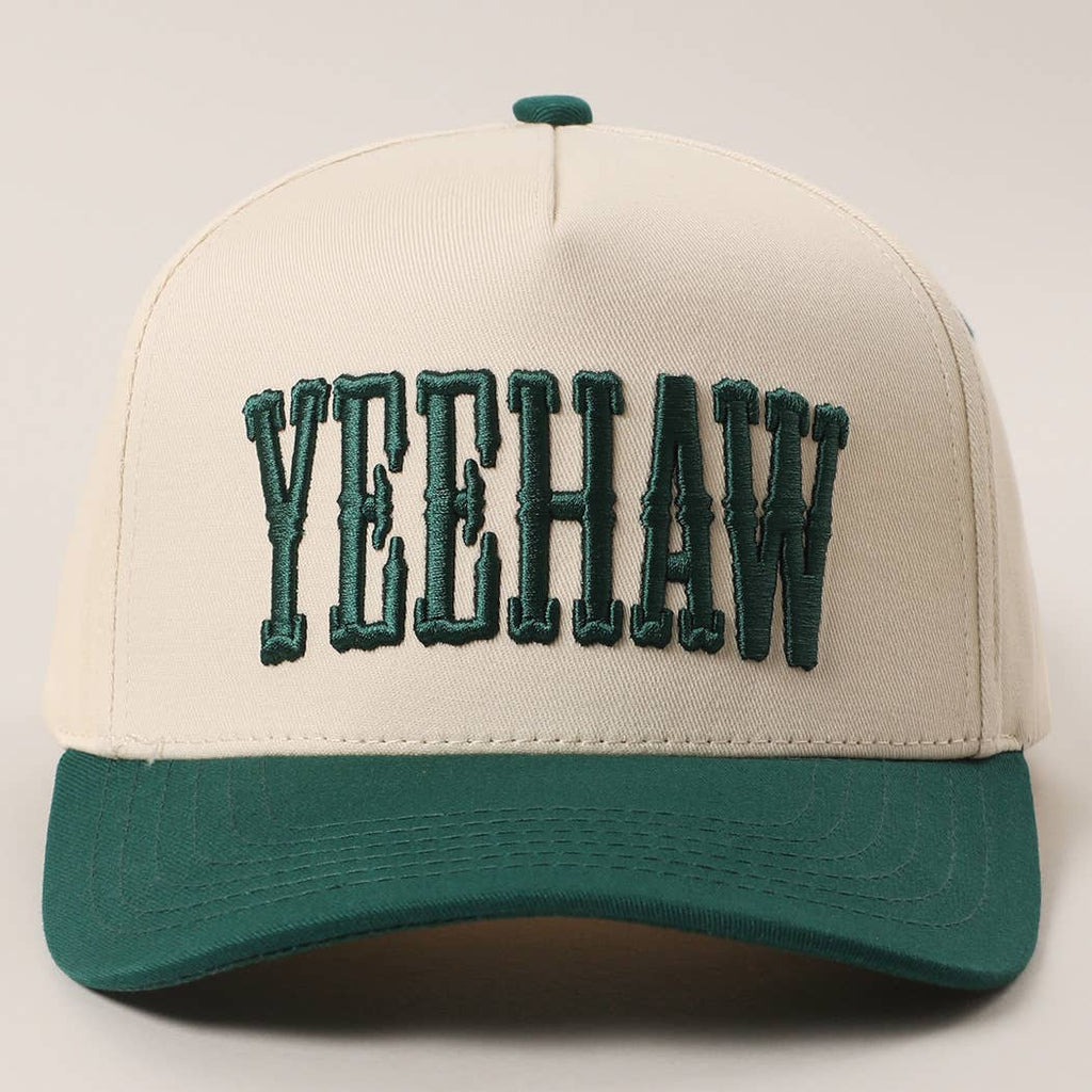 YEEHAW Two-Tone Embroidered Trucker Hat: RED / ONE SIZE