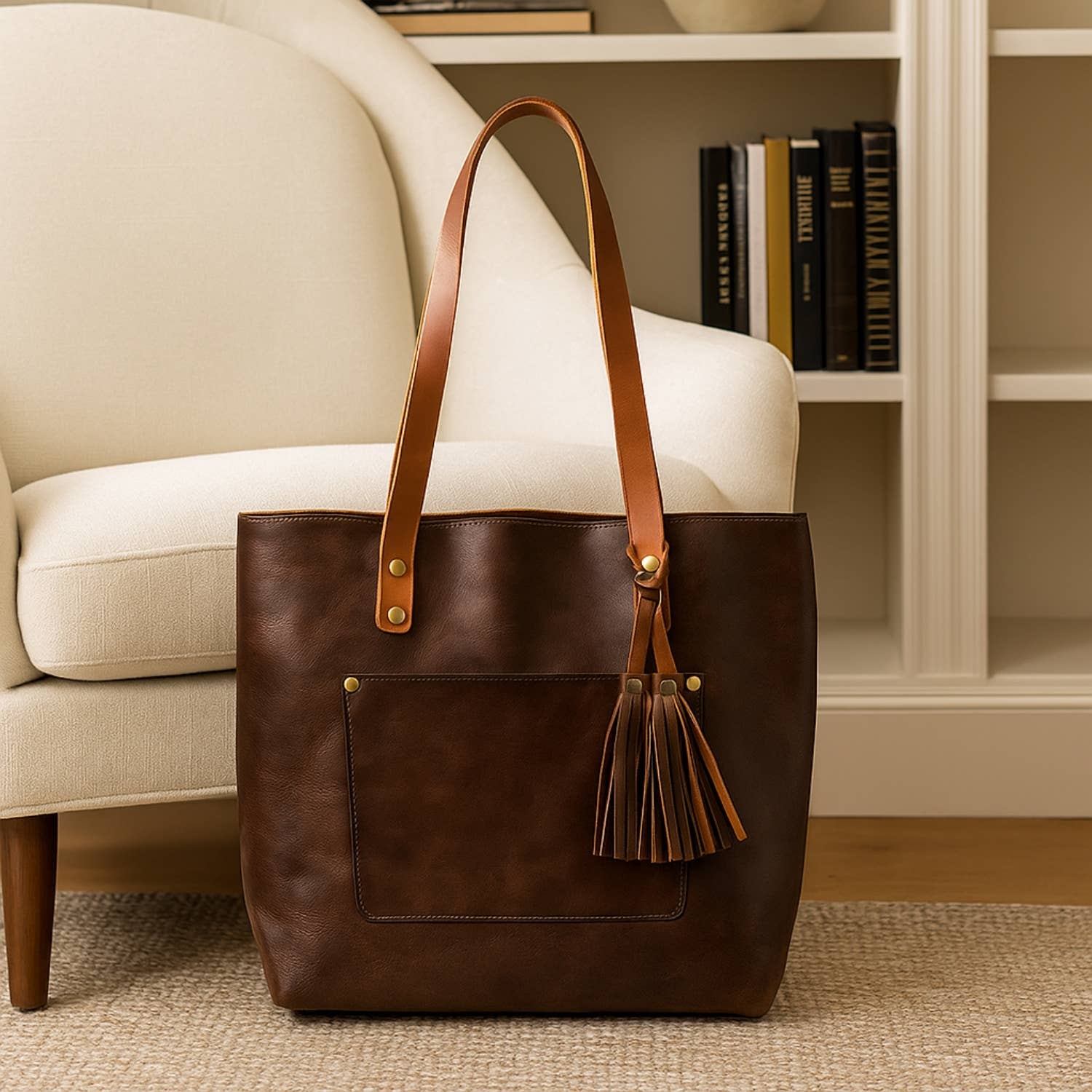 Classic Leather Tote: Saddle Brown