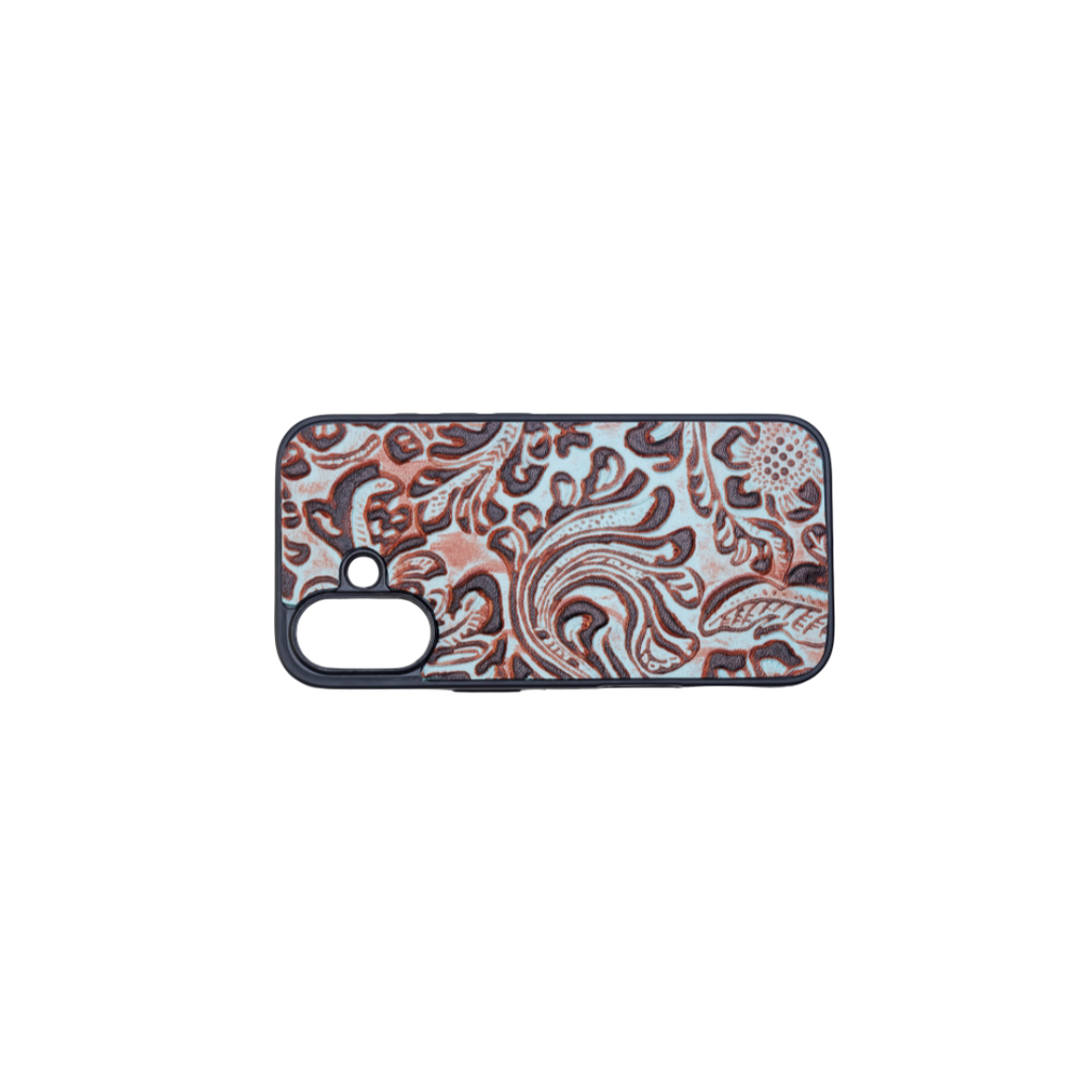 Hawk Ridge Phone Case for iPhone 16: Tan Hand-Tooled