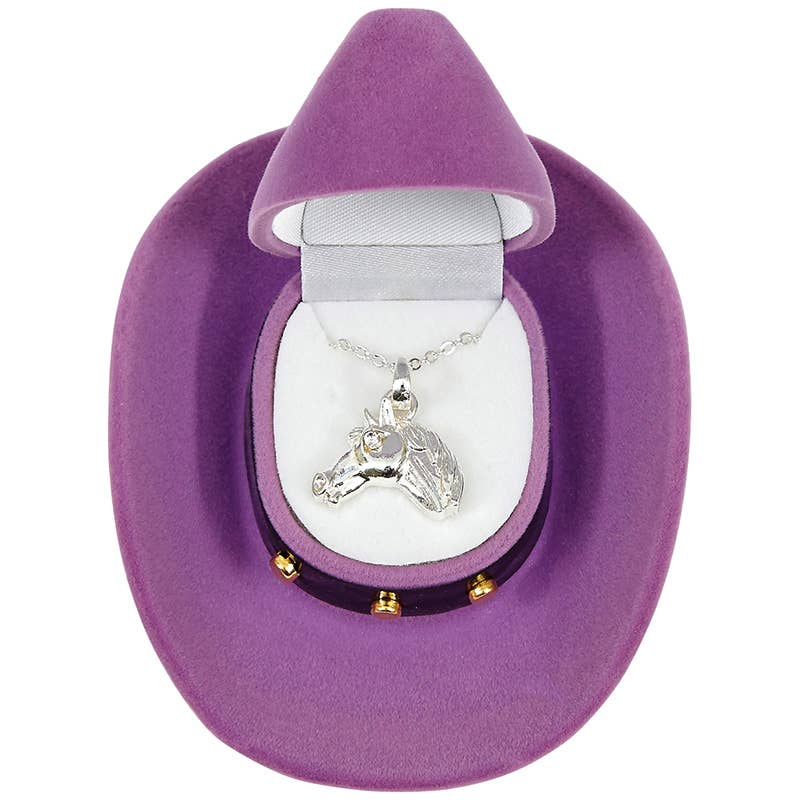Horse Head Necklace in Cowboy Hat Gift Box