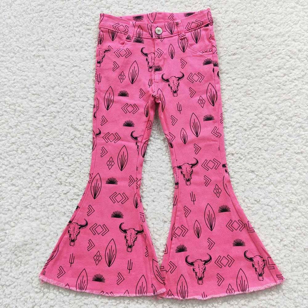 Sibling Baby Girls Western Cowgirls Bell Flare Denim Pants: