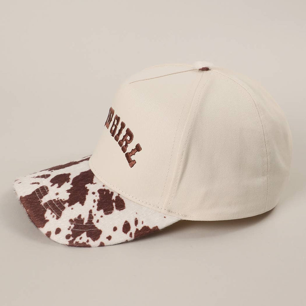 COW GIRL Embroidered Animal Print Trucker Hat: BLKBE / One Size