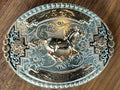 Rose gold/Silver Floral Stallion Belt Buckle