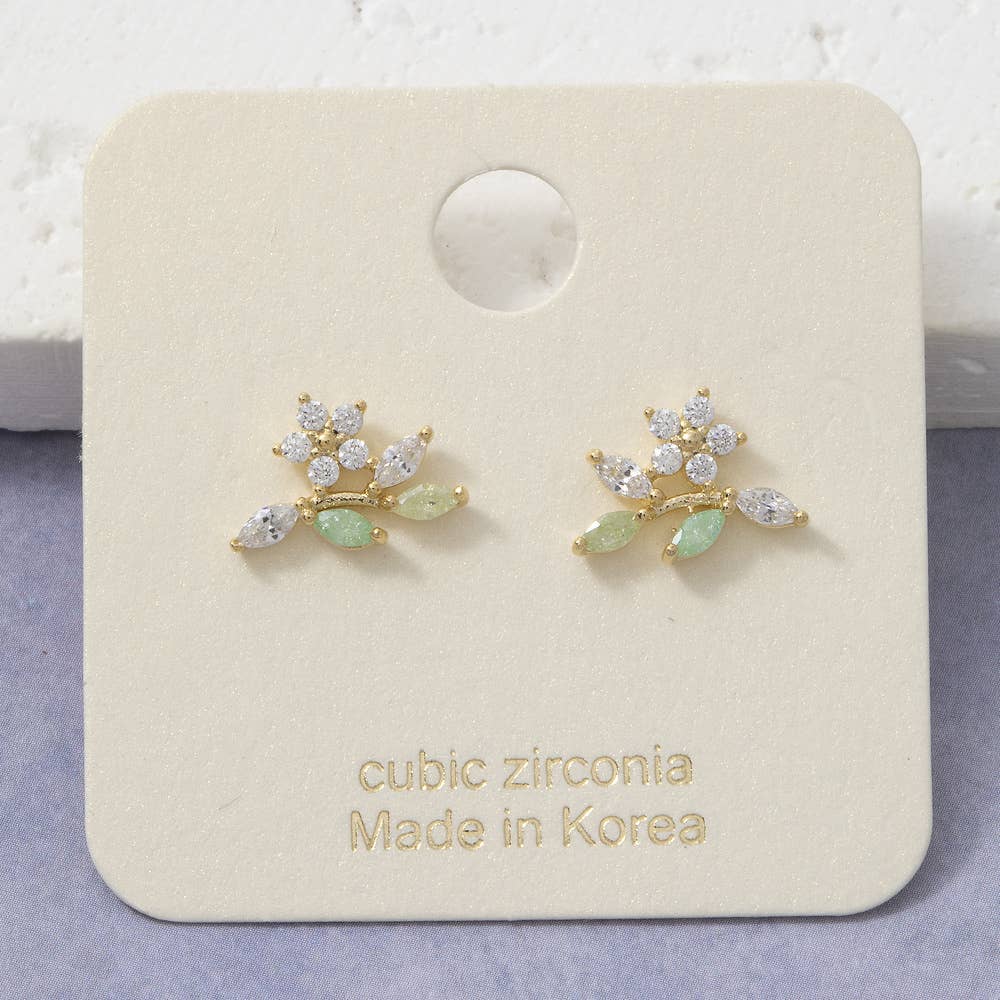 Leaf Flower Cluster Fan Stud Earrings