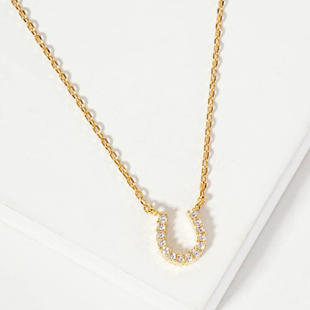 Horseshoe CZ Pendant Gold Dipped Necklace : GDCRY / ONE SIZE