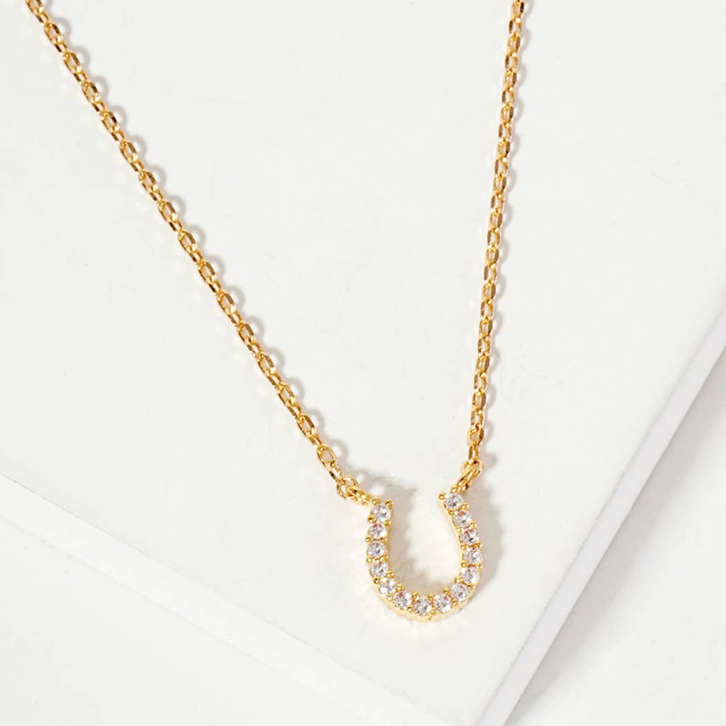 Horseshoe CZ Pendant Gold Dipped Necklace : GDCRY / ONE SIZE