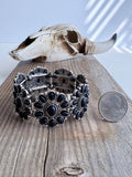 Western Concho Stone Stretch Bracelet: Black