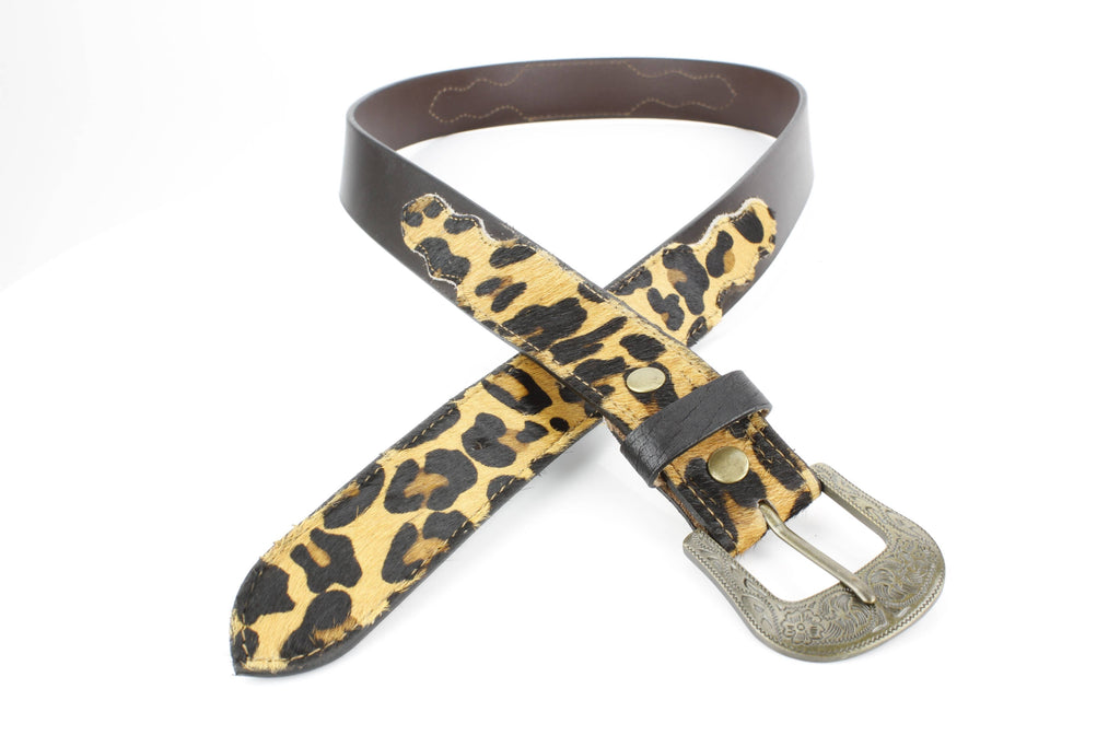 Western Black Leather Belt Hair-on-Hide ABB 14-2633
