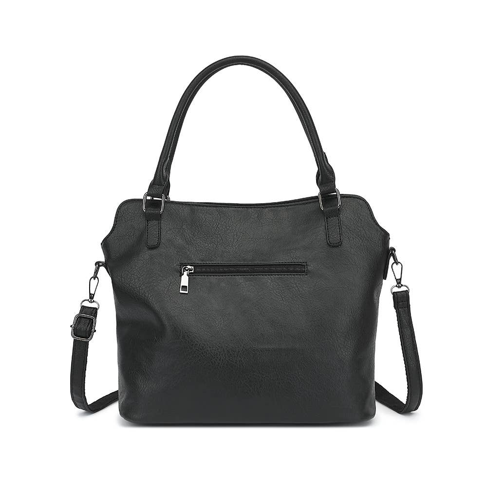 COW HANDBAG TOTE BAG CROSS BAG CLUTCH PURSE SET : Black