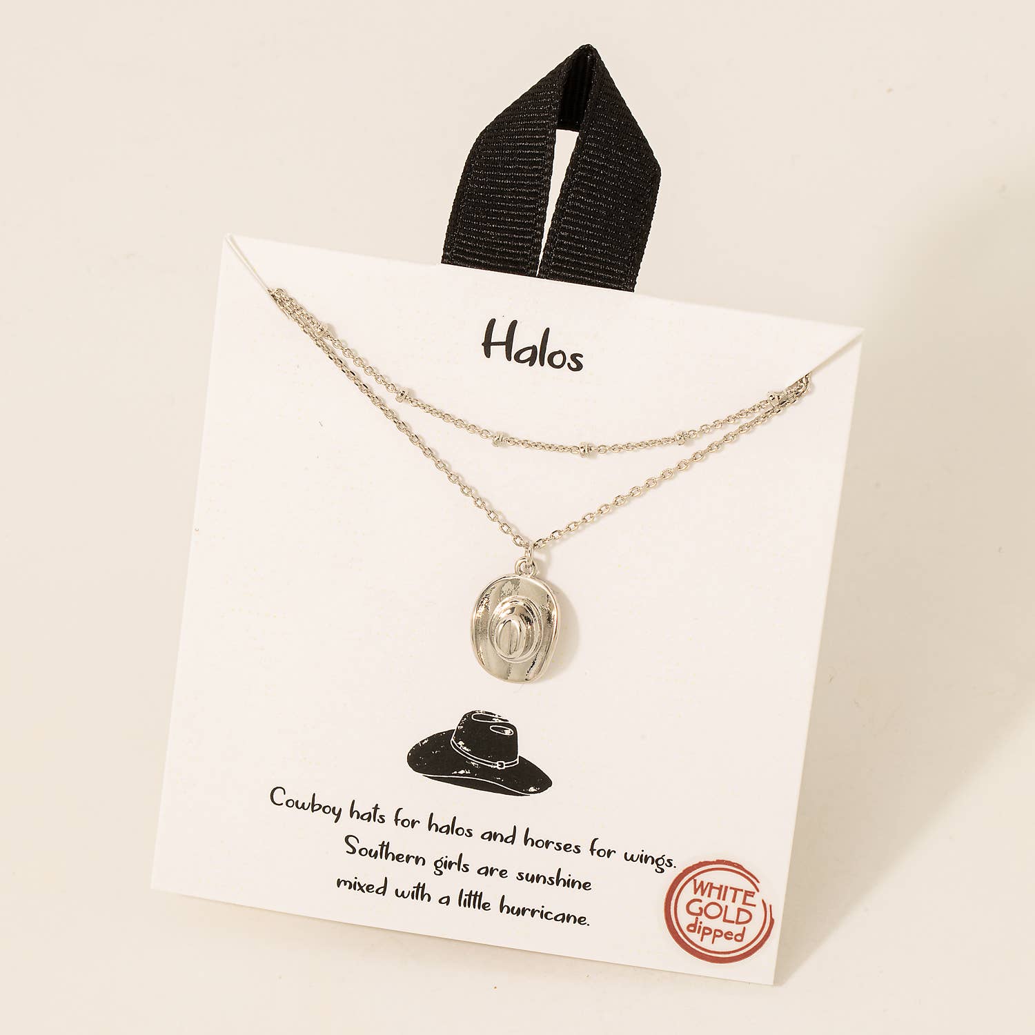 Gold Dipped Cowboy Hat Pendant Layered Necklace: G