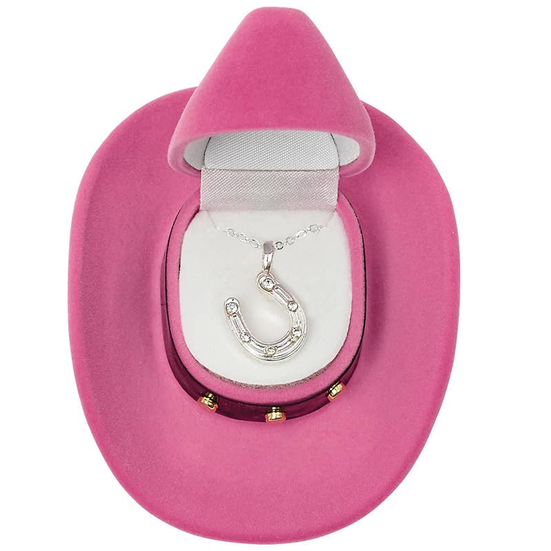 Horseshoe Necklace in Cowboy Hat Gift Box