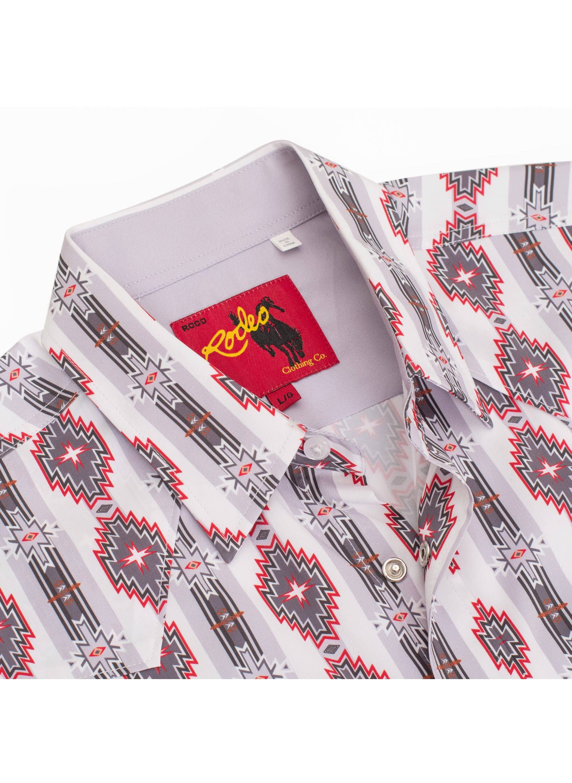 Men's Western Pearl Snap Aztec Print Shirt-MPS110S-1058: L