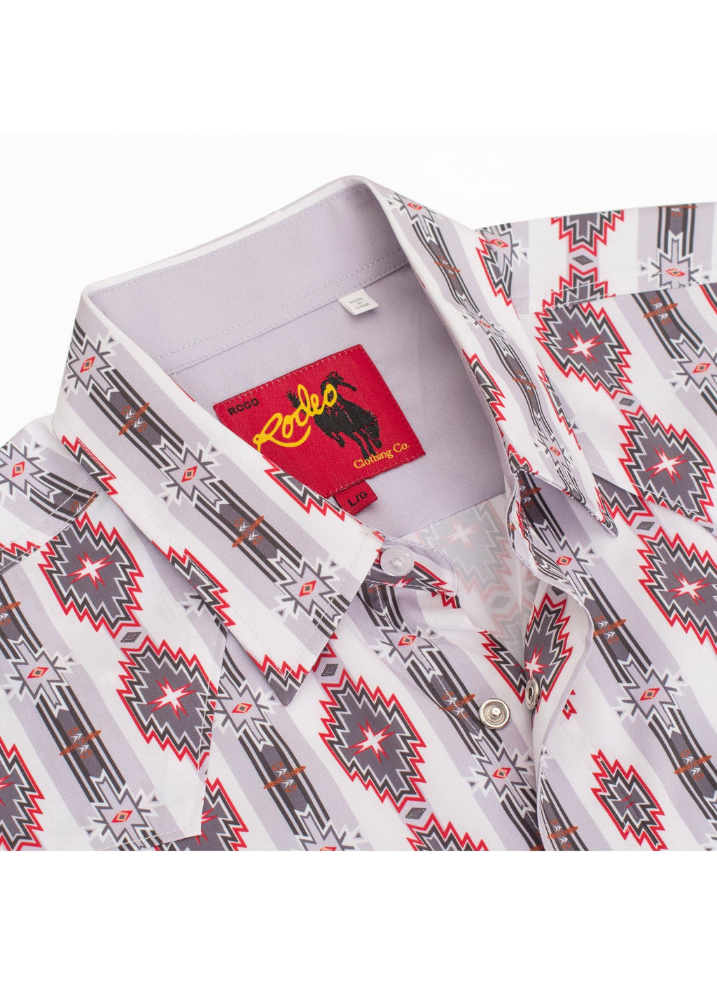 Men's Western Pearl Snap Aztec Print Shirt-MPS110S-1058: M