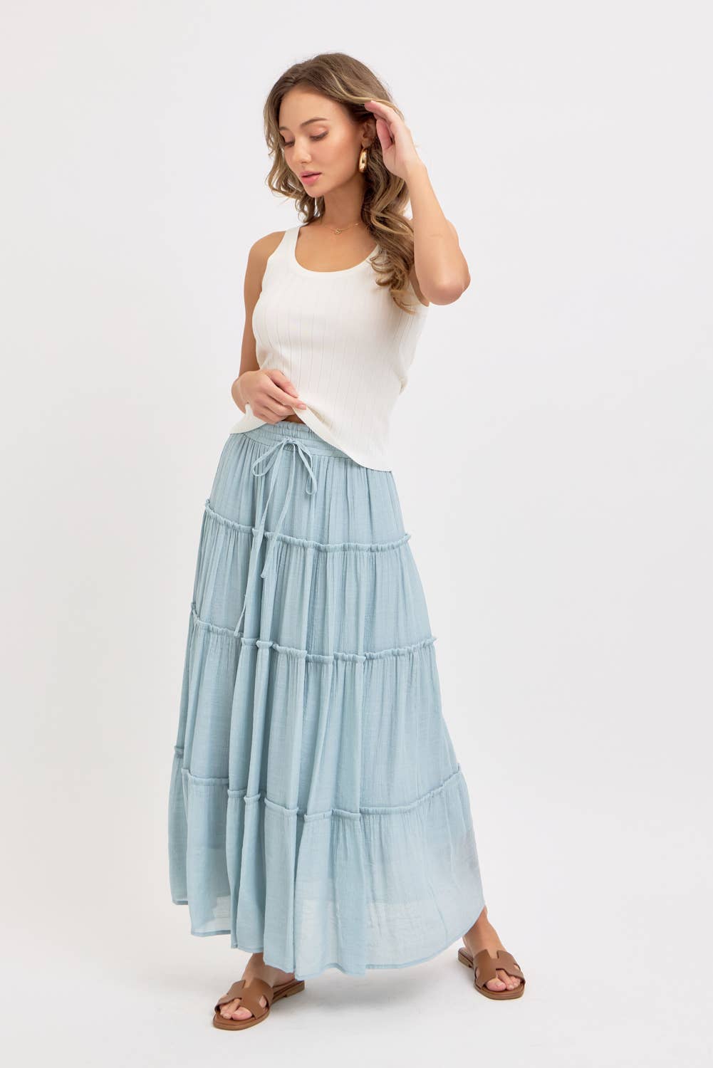 TIERED MAXI SKIRT