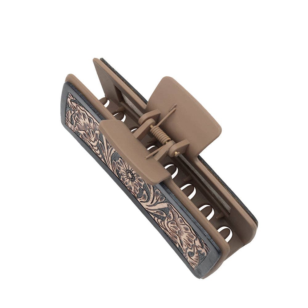 Blossom Ridge Hair Comb: Brown Embossed