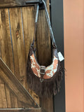 Cow Print Leather Fringe Bag - Cow Print Brown