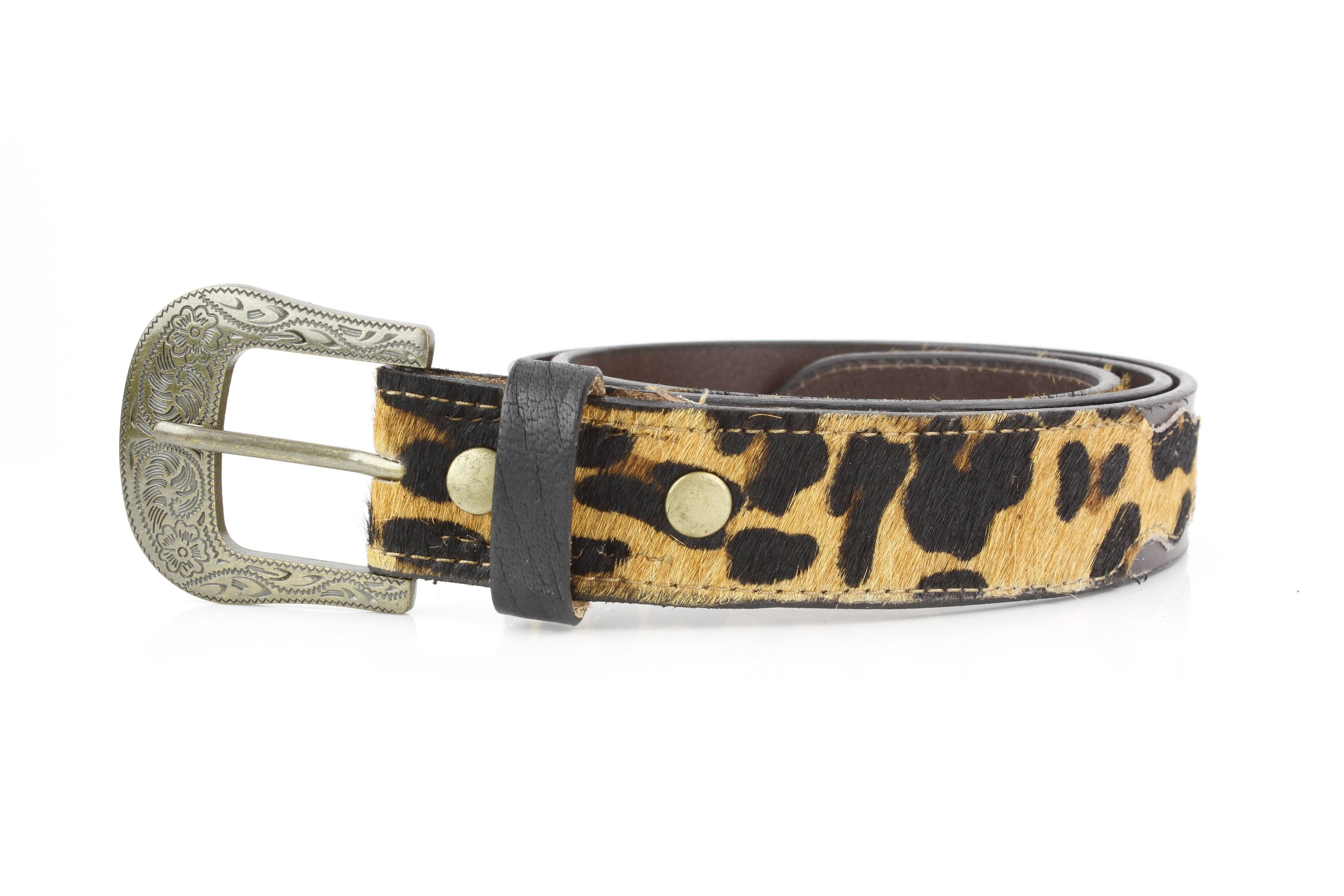 Western Black Leather Belt Hair-on-Hide ABB 14-2633