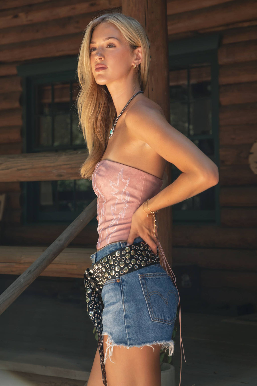 Vegan Leather Embroidered Western Corset Top: Dark Red