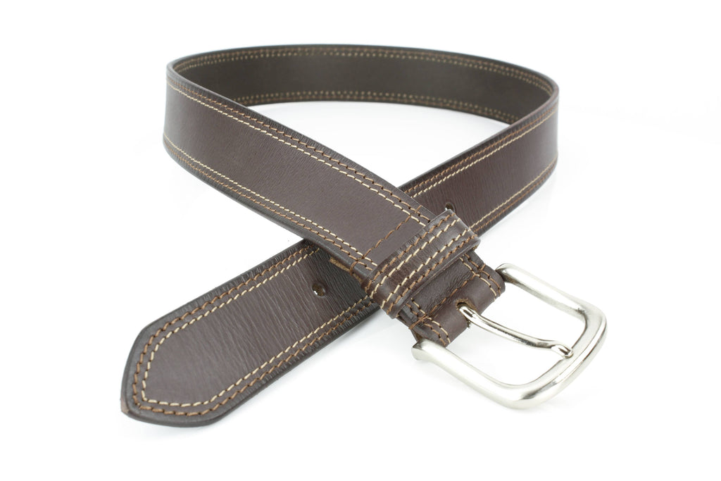 Men’s Classic Leather Belt with Top Stitch ABB 21 2521: Black