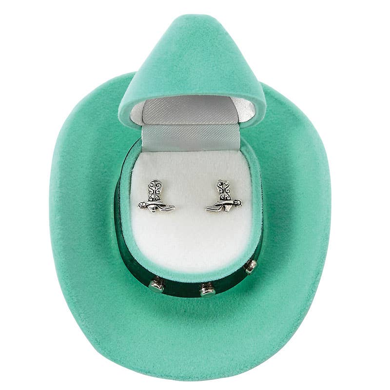 Cowboy Boot Earrings in Cowboy Hat Gift Box