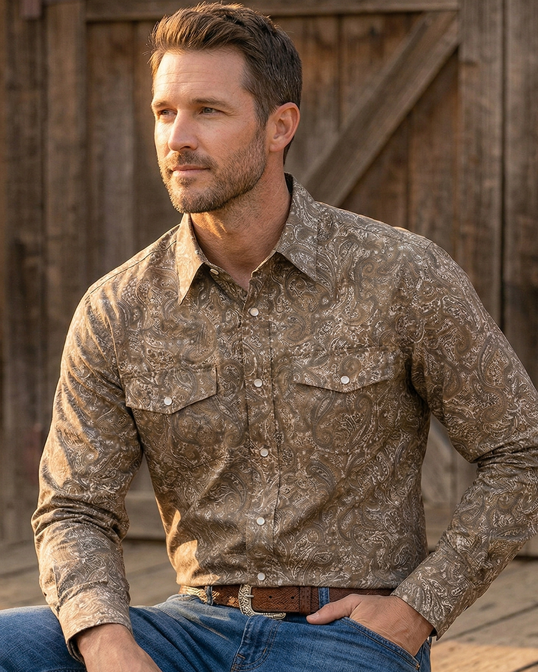 Men's Premium Cotton Western Snaps Long Sleeves Shirts.