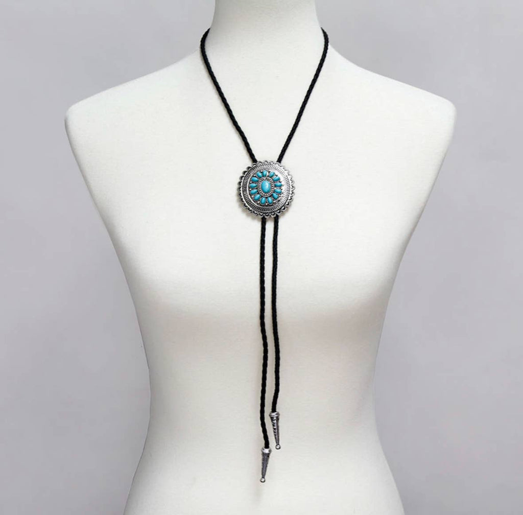 Western Bolo Tie Long Pendant Necklace: STYLE 19