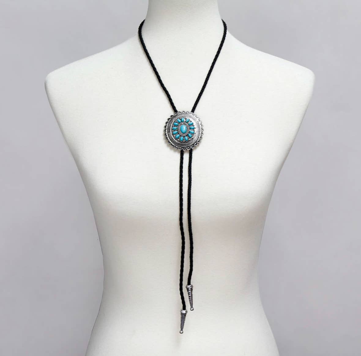 Western Bolo Tie Long Pendant Necklace: STYLE 19