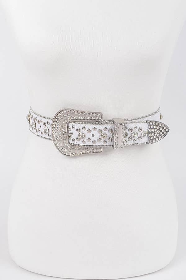 Studded Rhinestone Belt: Black