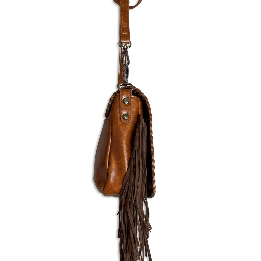 Cowhide Western Crossbody Bag with Fringe
