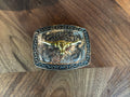 Gold/Silver Floral Long Horn Belt Buckle