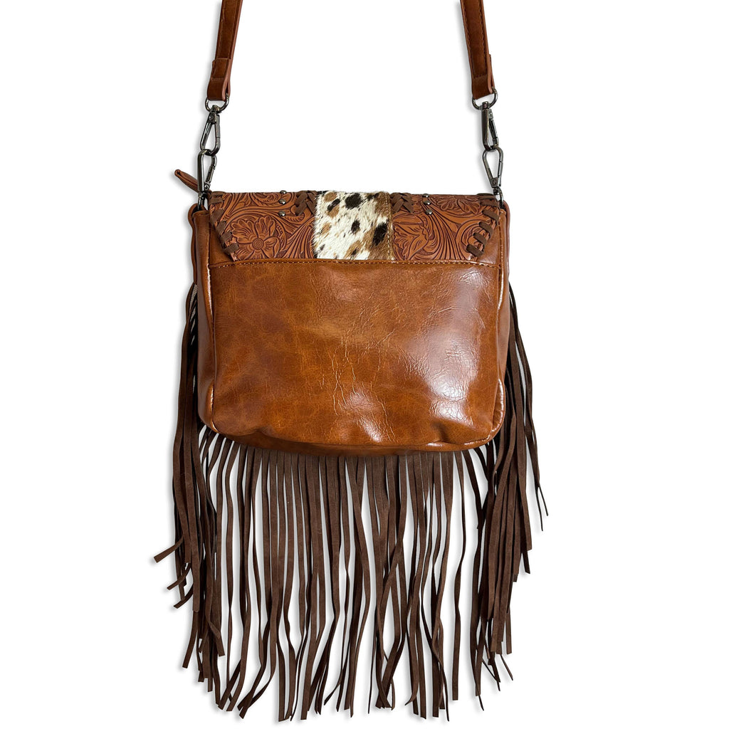 Cowhide Western Crossbody Bag with Fringe