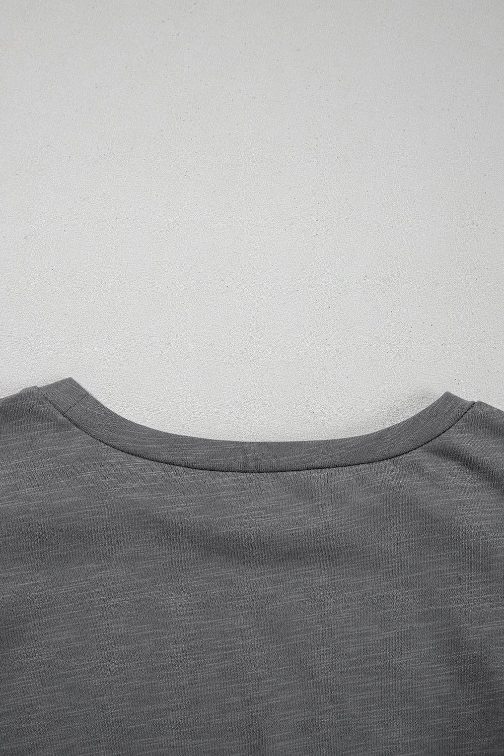 Dark Grey Ruffle Sleeve Tee Casual Summer Top: Dark Grey