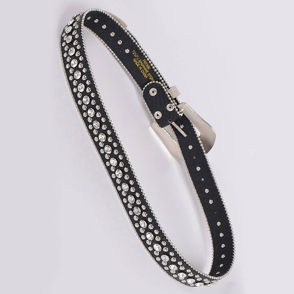 Studded Rhinestone Belt: Black