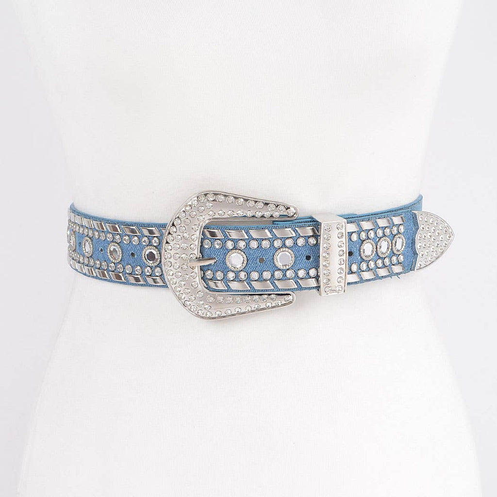 Rhinestone Metal Studded Multi Metal Belt PB8610: LBL