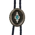 Aztec Satin Silver Metal Bolo Tie