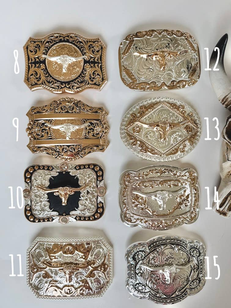 Western Longhorn Steer Metal Belt Buckle: 6