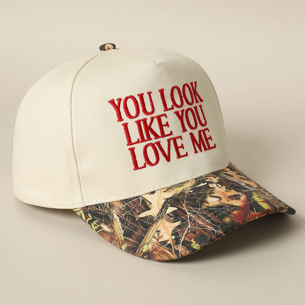 You Look Like You Love Me Embroidery Camo Trucker: CAMO-BLACK / ONE SIZE