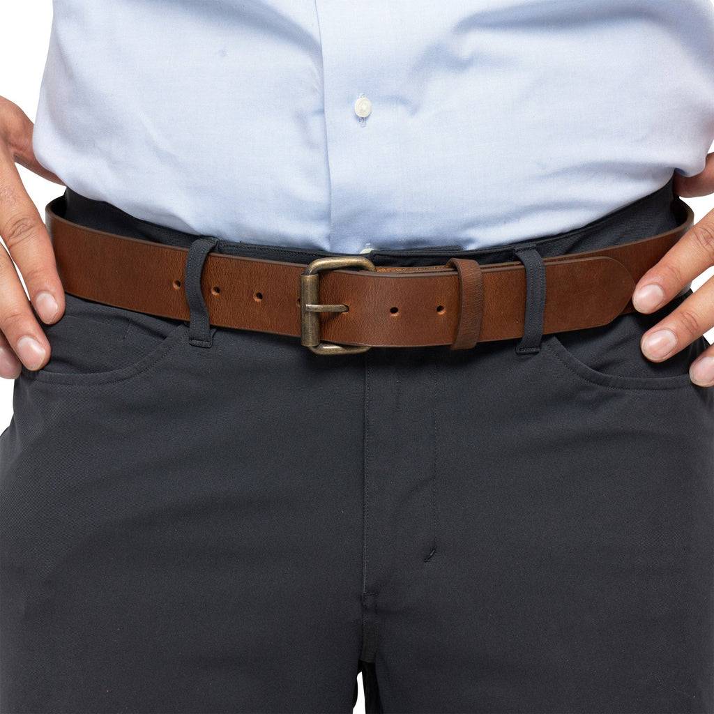 Distressed Leather Belt with Removable Buckle - 1.5in