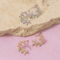 Leaf And Flower Circle Stud Earrings