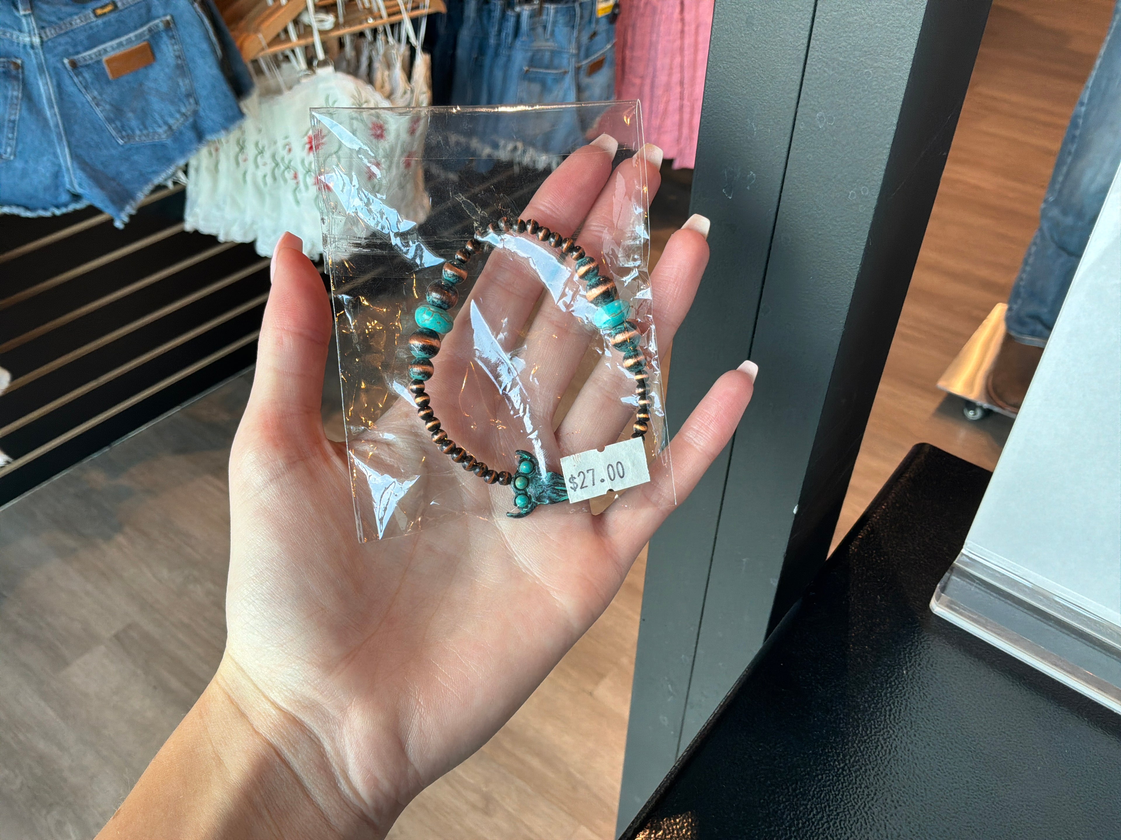 Bull Head Brown & Turquoise Beaded Bracelet