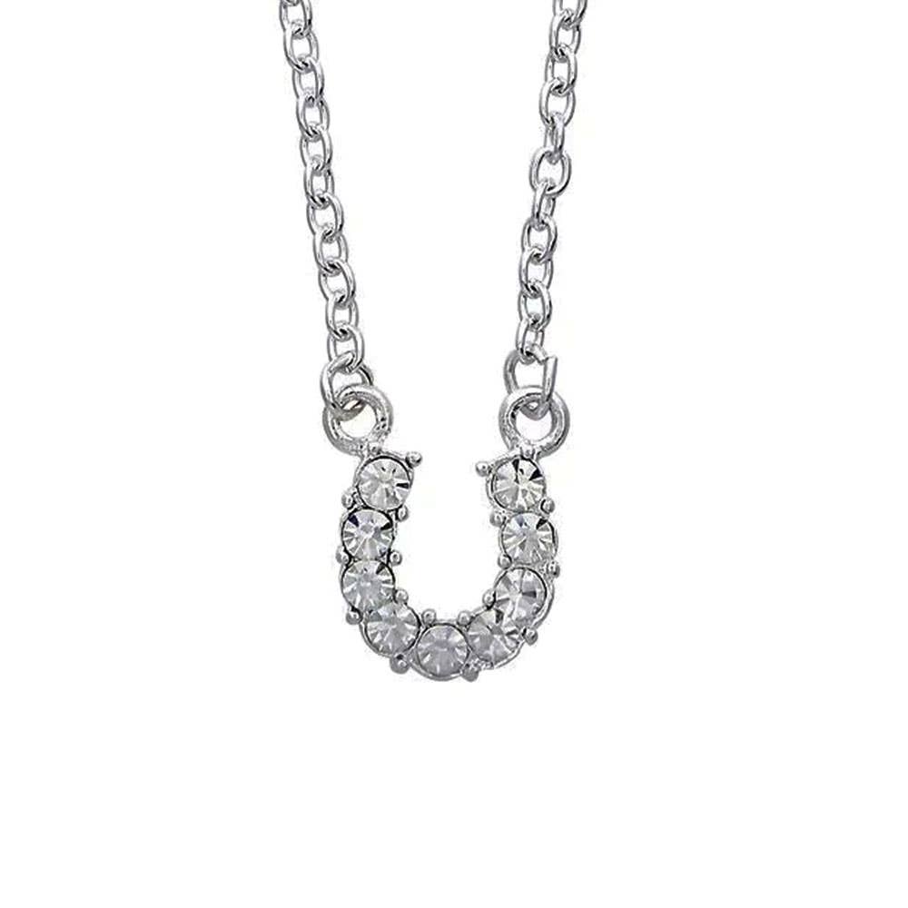 Clear Rhinestone Horseshoe Necklace in Pony Head Gift Box
