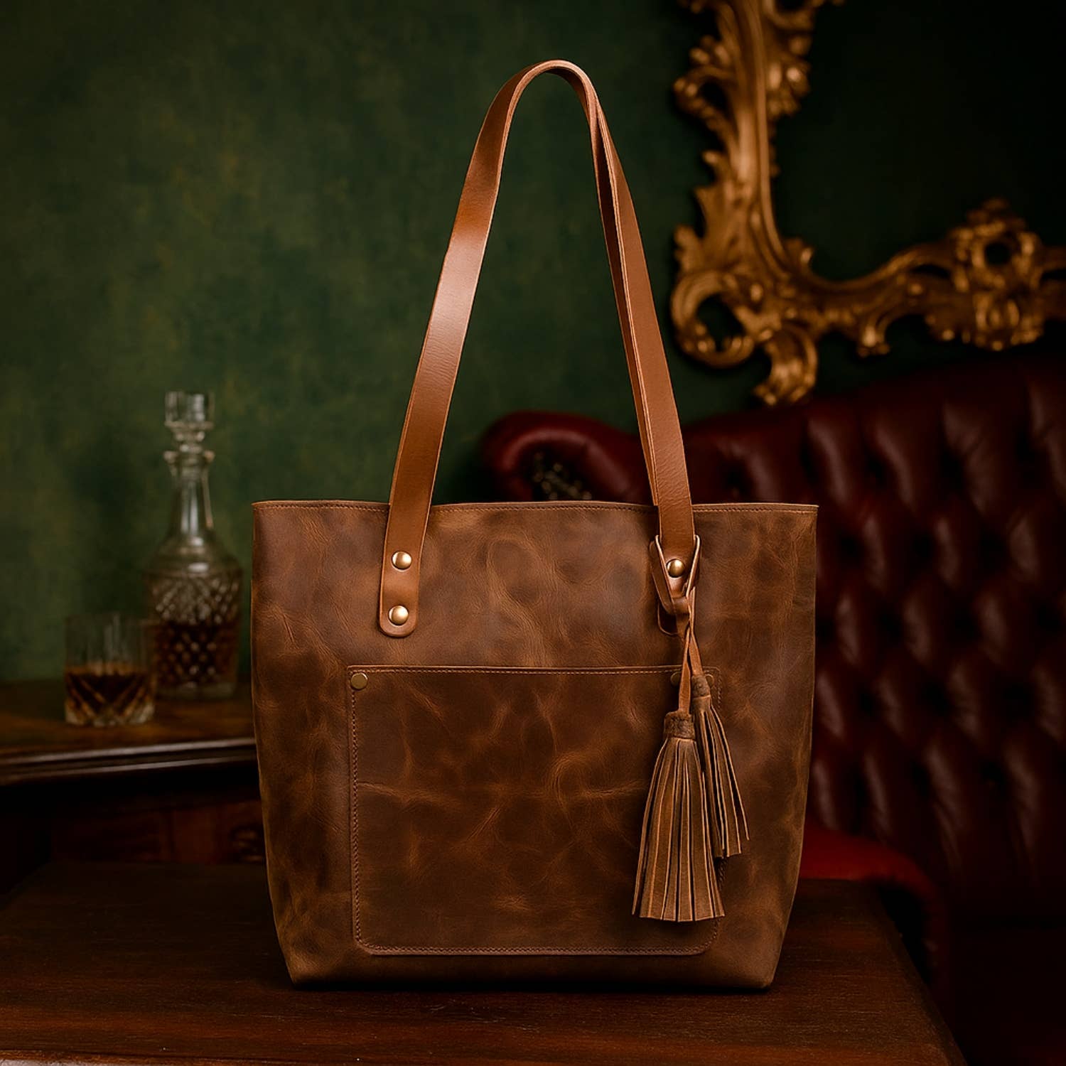 Classic Leather Tote: Saddle Brown