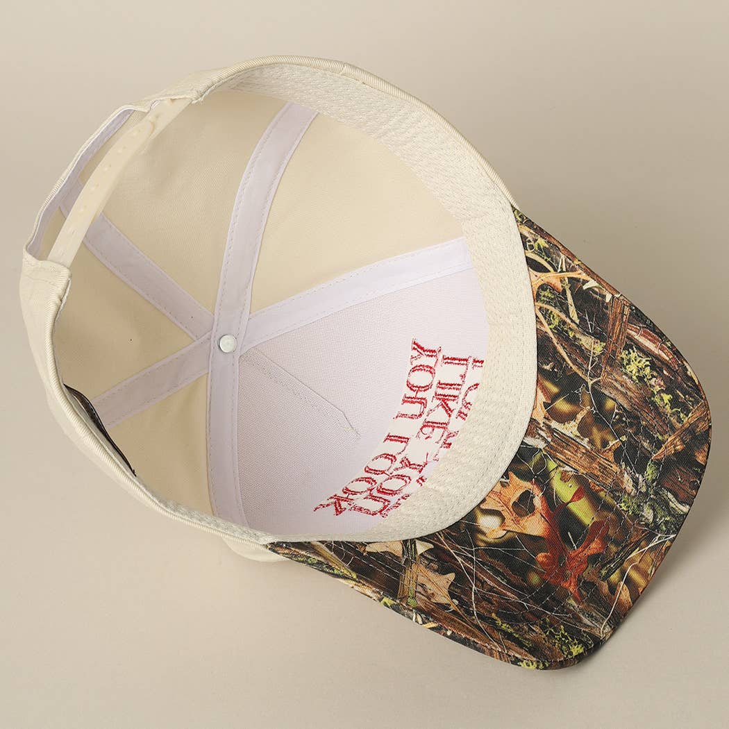 You Look Like You Love Me Embroidery Camo Trucker: CAMO-BLACK / ONE SIZE