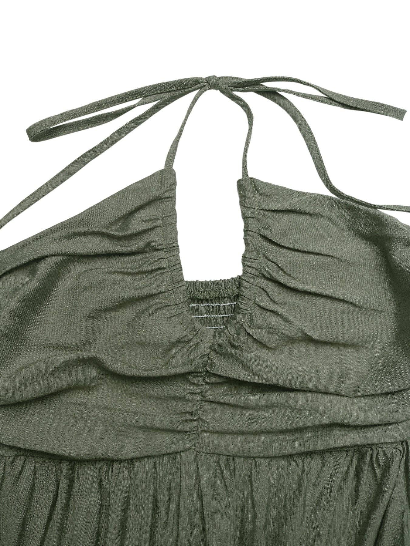 Women's Halter Tiered Maxi Dress Backless Boho Summer Vacation