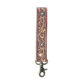 Spirit Stone Handtooled Leather Keyfob in Mahogany Brown: Mahogany Brown