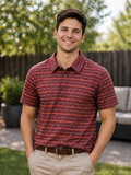 Men's Western Knit Polo with Snaps: MULTPRNT